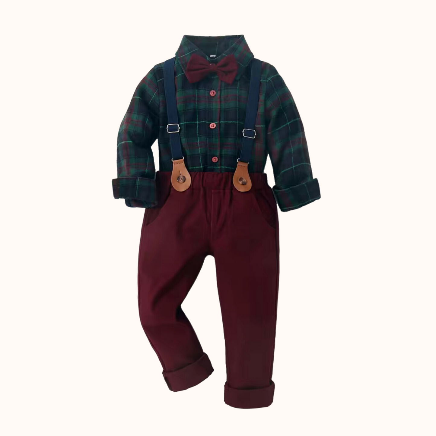 Plaid Suspenders Set for Boys